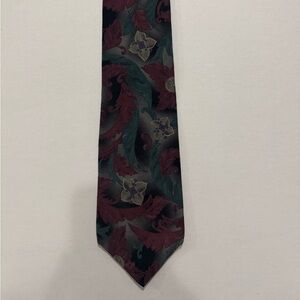 Bill Blass Floral Men's Tie - Burgundy and Teal